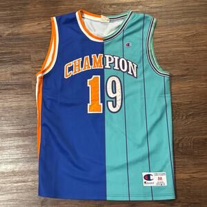 Champion NBA Vintage-Style Split Jersey – Hornets / Knicks #19 (Size M)